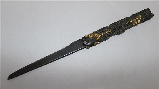 A Japanese shibuichi Kogatana, 19th century, 18.3cm